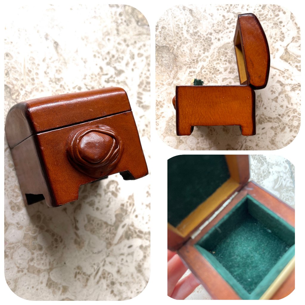 New Unique Leather Hand Made Jewelry Box Vintage